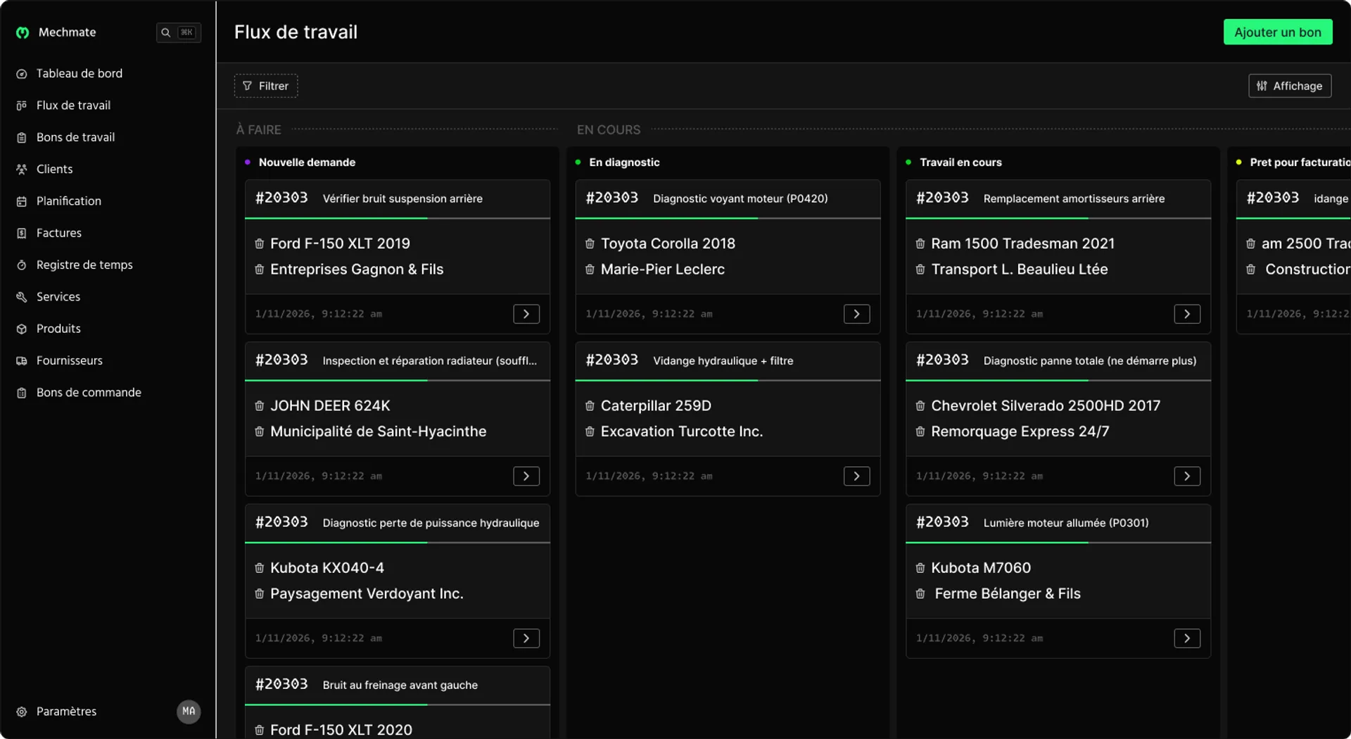 Logiciel de gestion d'atelier mécanique Mechmate